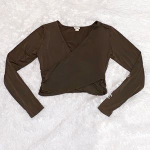 COPY - GARAGE green crossed front long sleeve top